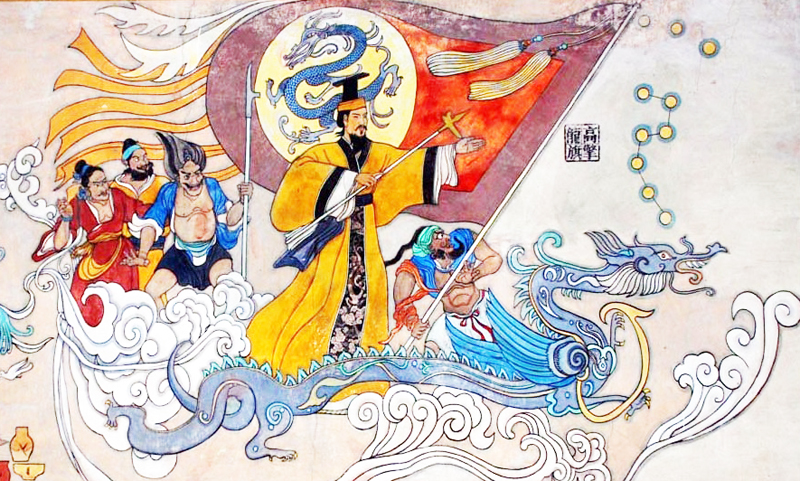 Hoàng Đế lãnh đạo chư Thiên đánh bại Xi Vưu. (Ảnh: Chuansong)