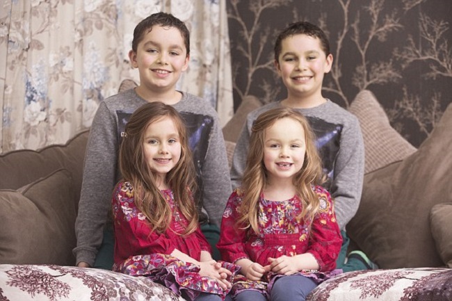 emma powers  twin boys are Connor and Kyle and twin girls are Jessica and Ruby.