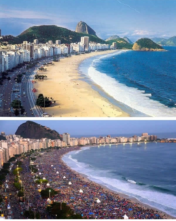 Nhìn hình ảnh này của bãi biển Copacabana ở Brazil, bạn còn tin vào ảnh trên mạng nữa không? (Ảnh: 9GAG).