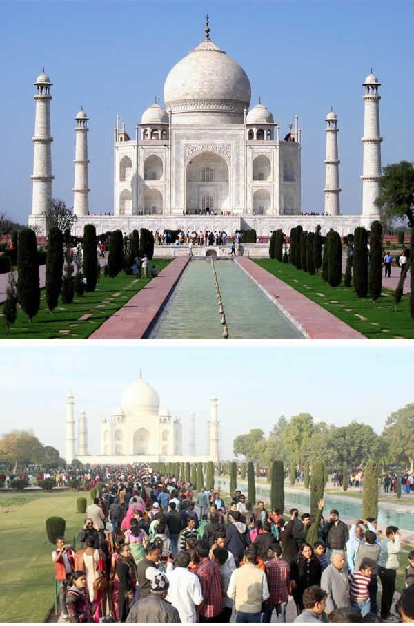 Đền Taj Mahal ở Ấn Độ cũng chịu chung số phận. (Ảnh: 9GAG).