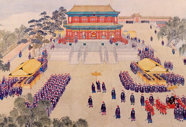 Bữa tiệc triều đình tổ chức tại cung điện Tử Cấm Thành.
