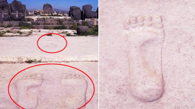 Dấu chân khổng lồ tại đền Ain Dara của Syria. (Ảnh: Internet)1