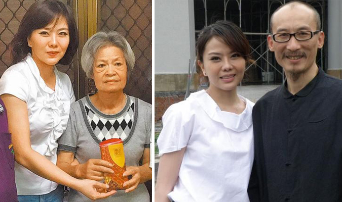 Bà Lê A Mỹ và nữ diễn viên Tiểu Phan Phan (hình trái). Hai vợ chồng diễn viên Tiểu Phan Phan (hình phải).