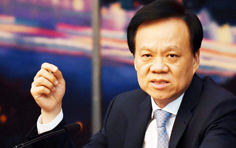 Tân Ủy viên Bộ Chính trị, Bí thư Thành ủy Trùng Khánh Trần Mẫn Nhĩ là quan viên địa phương duy nhất trong Đoàn tuyên truyền. (Ảnh: NTDTV)