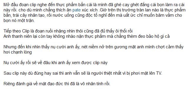 Một ý kiến phân tích những tình tiết thiếu logic trong đoạn phóng sự của VTV. 