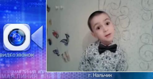 Bé trai 4 tuổi hỏi ông Putin về công việc của tổng thống. Ảnh: Twitter