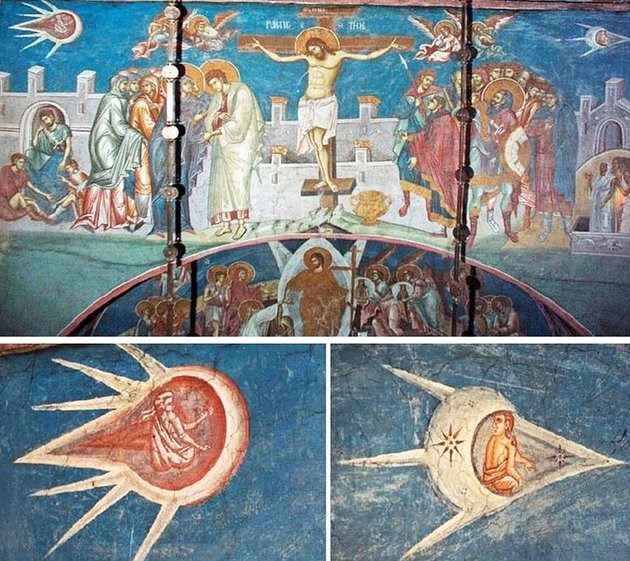 UFO trong bức tranh "Chúa Jesus bị đóng đinh trên cây thánh giá"