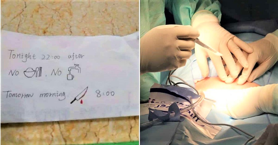Vì không nói được tiếng Anh nên cô y tá đã nghĩ ra 1 cách độc đáo để thông báo vài lưu ý cho quy trình phẫu thuật của cậu sinh viên. (Ảnh qua Elite Reades)
