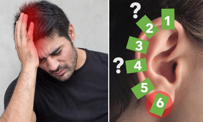 Bấm huyệt tai có thể giúp thuyên giảm nhanh chóng nhiều cơn đau. (Ảnh qua The Epoch Times)