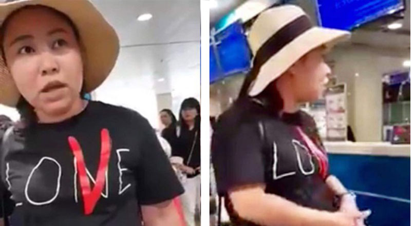 Hình ảnh nữ hành khách mắng chửi nhân viên làm thủ tục check in tại sân bay Tân Sơn Nhất (Ảnh qua tuoitrethudo)