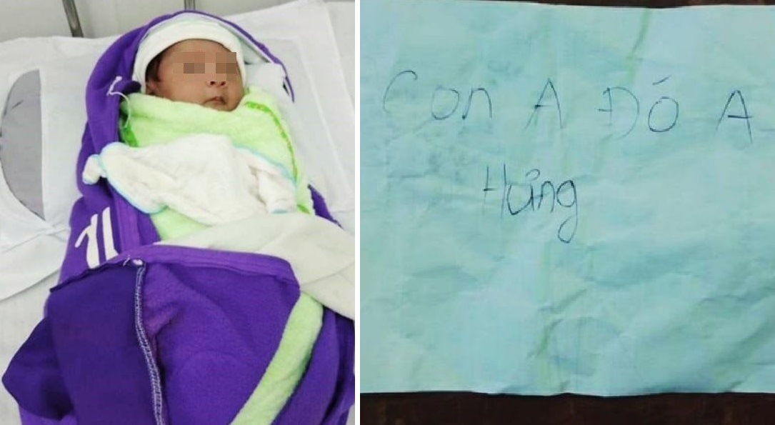 Bé 1 tháng tuổi bị bỏ rơi, mẹ để lại mảnh giấy: "Con anh đó, anh Hưng"