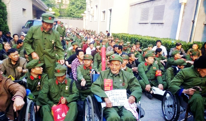 Các cựu binh biểu tình tại tỉnh Tây An năm 2014