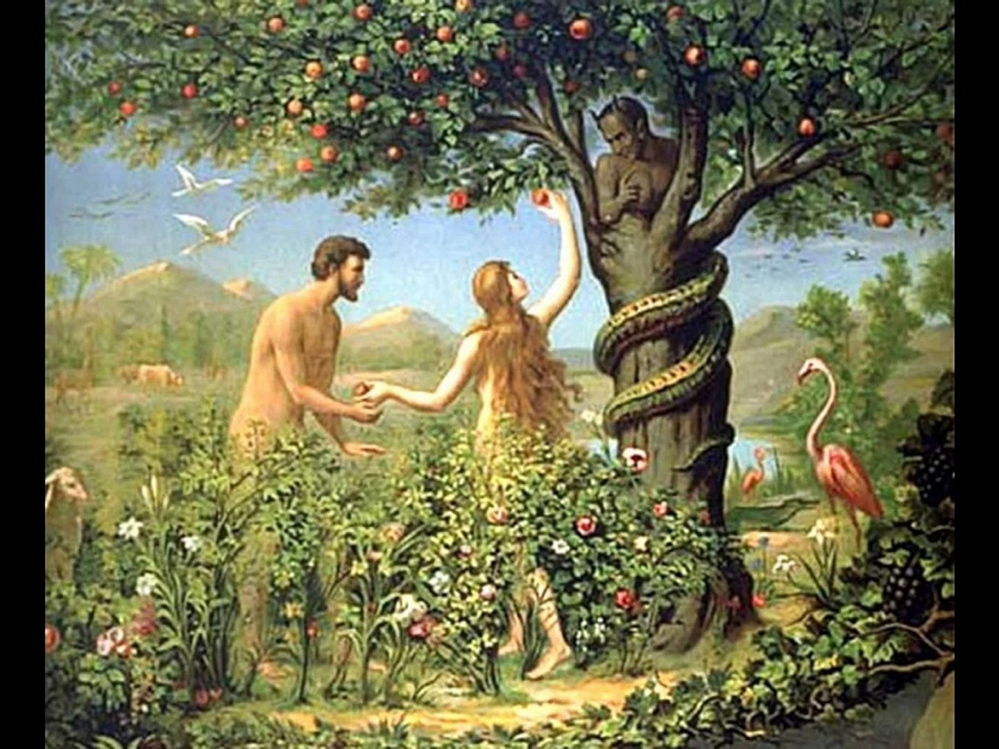 Satan hóa thân thành con rắn dụ dỗ Adam và Eva ăn trái cấm. 