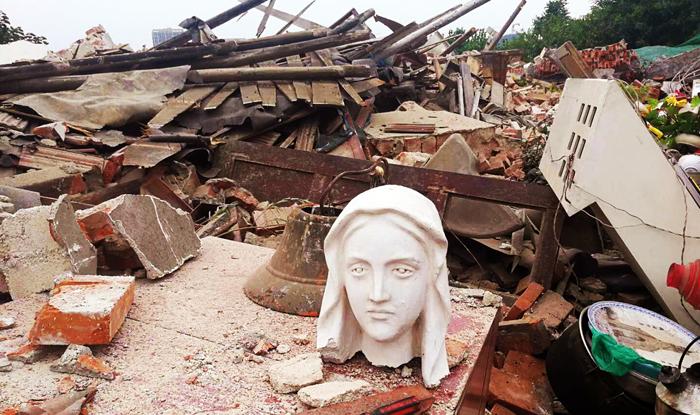 Nhà thờ Công giáo Liangwang ở huyện Licheng, khu vực ngoại ô Tế Nam đã bị phá hủy vì lý do cản trở các dự án đô thị.