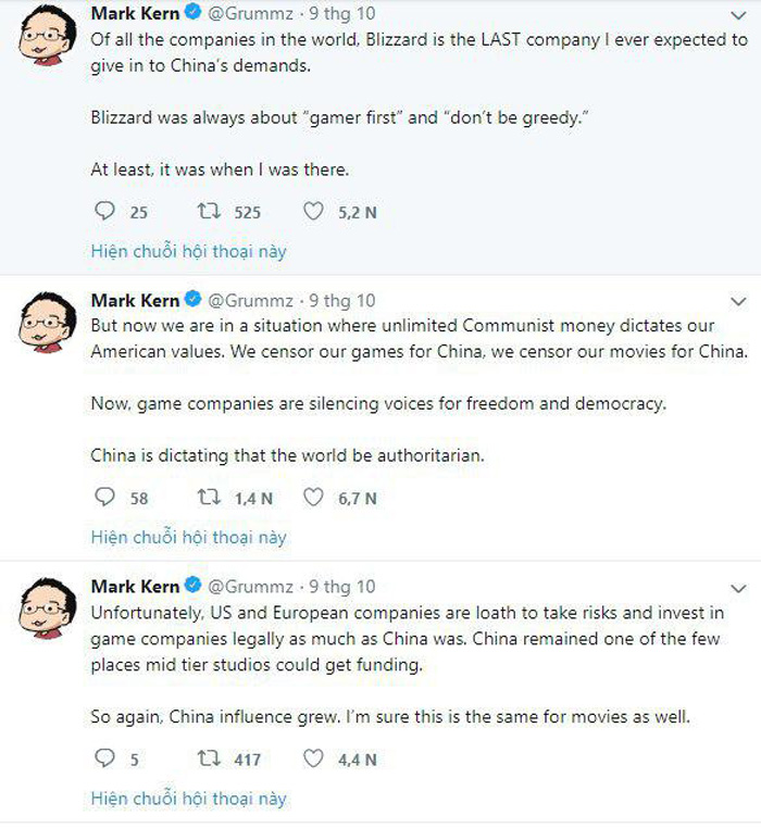 Mark Kern, nhà thiết kế chính và là cha đẻ của tên game kinh điển “World of Warcraft”, đã đăng bình luận trên Twitter rằng sẽ tham gia chiến dịch “phản đối Blizzard”. (Ảnh: Twitter)