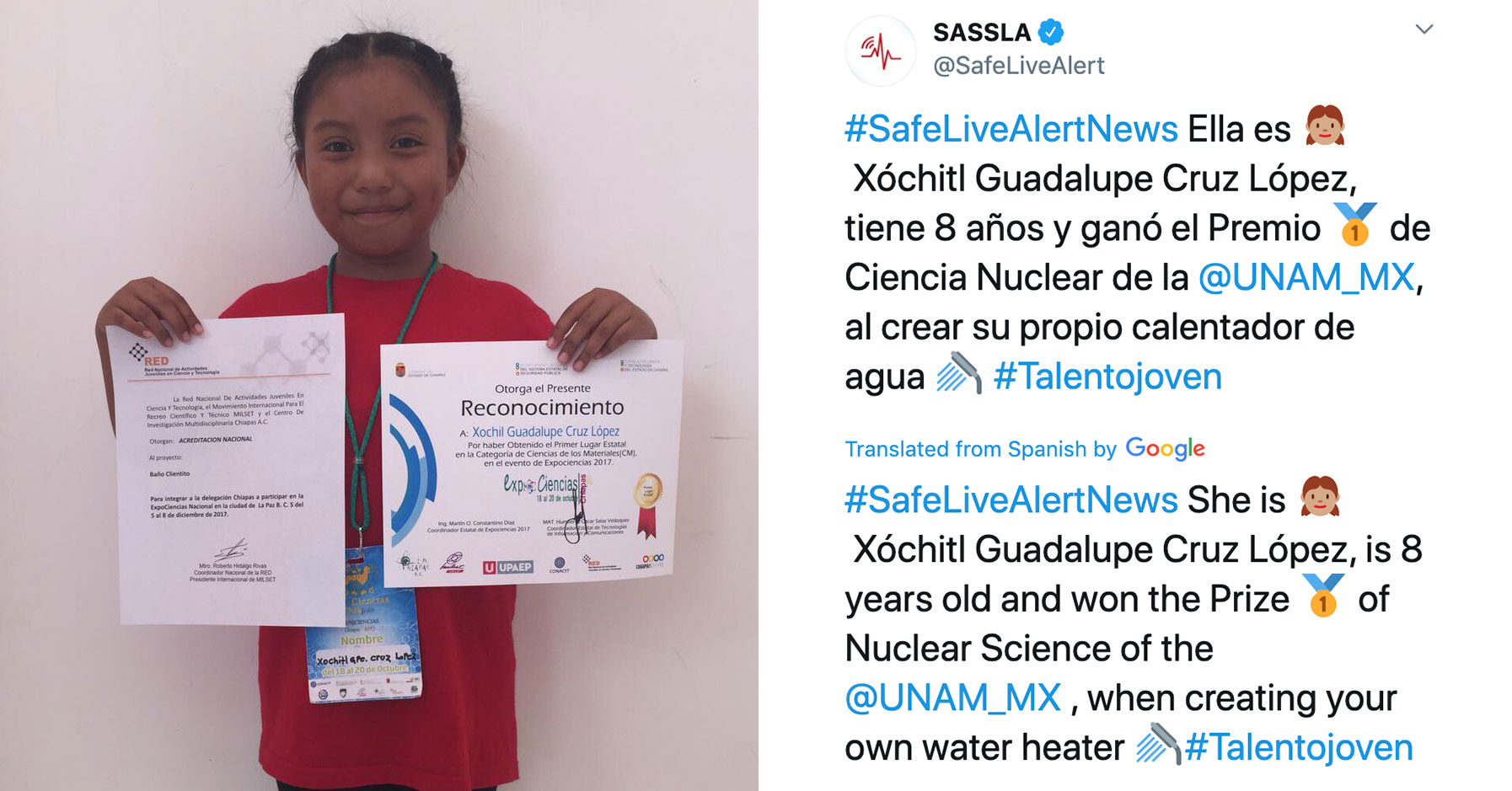 Mexico: Cô bé 8 tuổi phát minh ra máy nước nóng bằng năng lượng mặt trời 