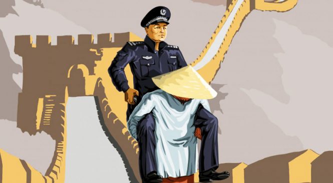 Bộ tranh biếm họa về cảnh sát Trung Quốc trong mắt người dân thế giới của họa sĩ Gunduz Aghayev.