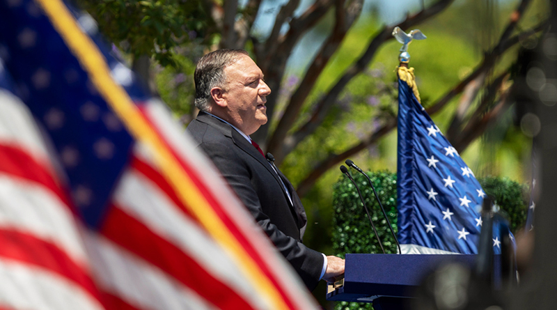 Ngoại trưởng Mỹ Mike Pompeo đã có bài phát biểu tại Thư viện Tổng thống Nixon vào ngày 23/7. 