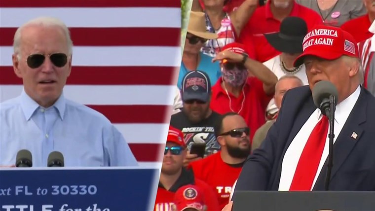 Bầu cử Mỹ 2020: Hình ảnh tương phản giữa Donald Trump và Joe Biden tại chiến địa Florida