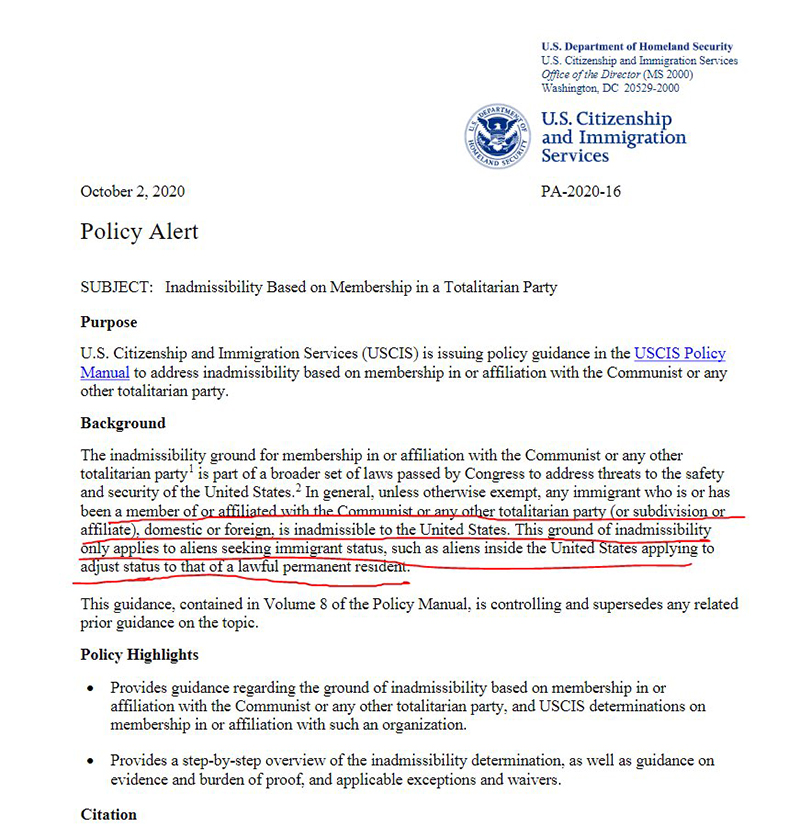Hoa Kỳ chính thức cấm nhập cư đối với các Đảng viên ĐCSTQ (ảnh 2)
