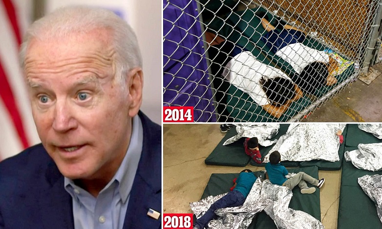 Hình ảnh kết hợp: Vẻ mặt của Joe Biden khi bị phóng viên chất vấn về chính sách mở cửa vào tháng 6/2020