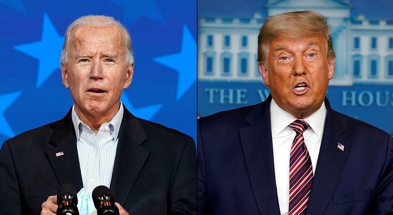 Ảnh kết hợp: Ứng cử viên đảng Dân chủ Joe Biden và Tổng thống Donald Trump