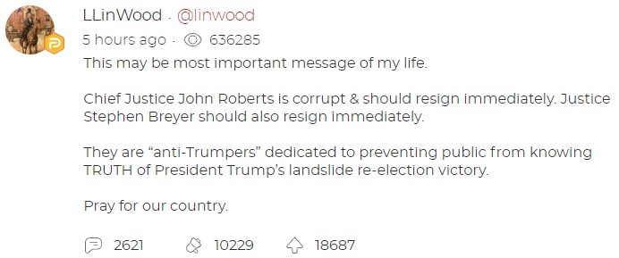 LS Linwood phanh phui Chánh án Tối cao John Robert có ý quyết ngăn TT. Trump tái đắc cử  - Ảnh 1