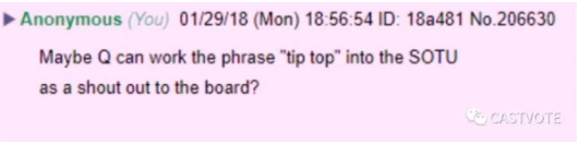Anon thỉnh cầu Q đưa [tiptop] vào bài phát biểu của TT Trump