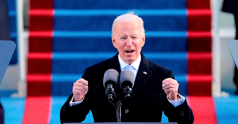 Tổng thống Joe Biden phát biểu sau khi tuyên thệ nhậm chức Tổng thống thứ 46 của Hoa Kỳ trong Lễ nhậm chức Tổng thống thứ 59 tại Điện Capitol Hoa Kỳ ở Washington, ngày 20/1/2021