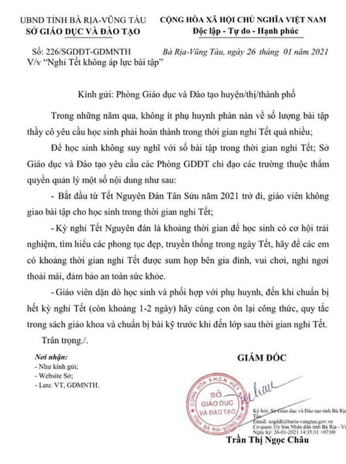 Bà Rịa - Vũng Tàu: Người dân vui mừng vì tỉnh yêu cầu không giao bài tập Tết cho học sinh