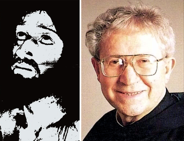 Đức cha Pellegrino Ernetti (phải) và bức ảnh chụp được (trái)