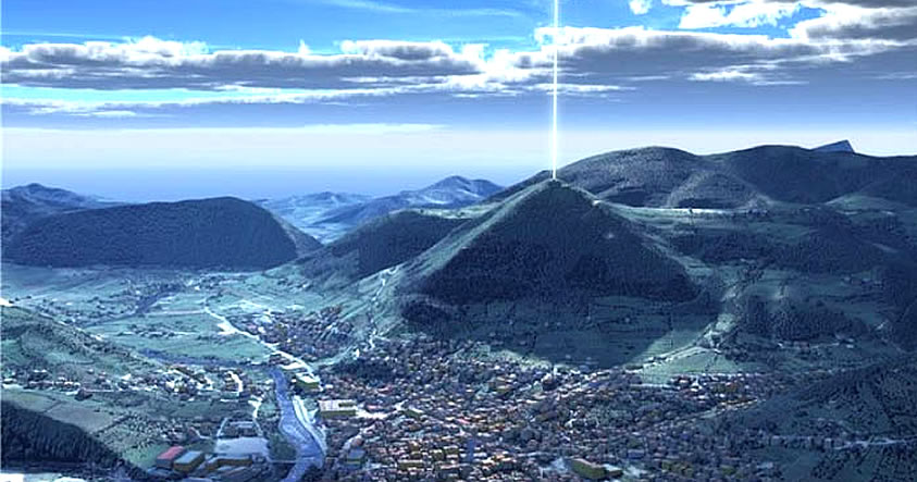 Hình ảnh mô phỏng điều các nhân chứng đã nhìn thấy tại kim tự tháp Bosnia. (Ảnh qua codigooculto.com)
